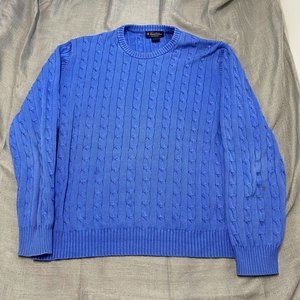 Brooks Brothers Blue  blue  Cable Knit Aran Wool Chunky Crew Sweater XL
